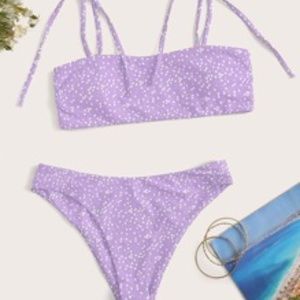 Ditsy Floral Tie Shoulder Bikini Swimsuit